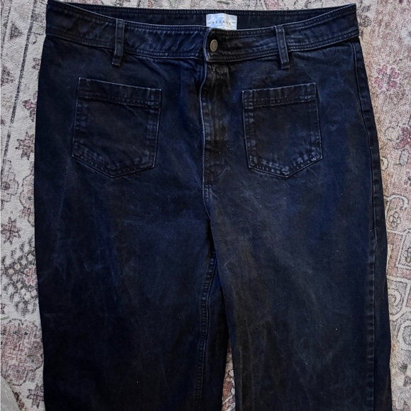 Sezane | Black Denim Wide Leg Jeans - Picture 4 of 7